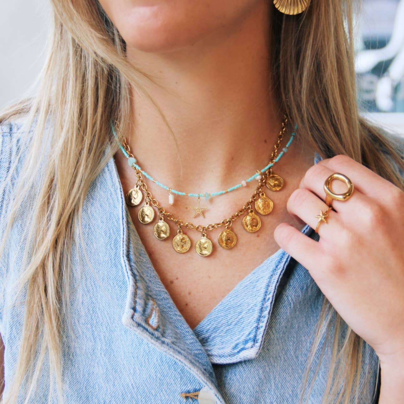 Starfish Beaded Necklace – Mint