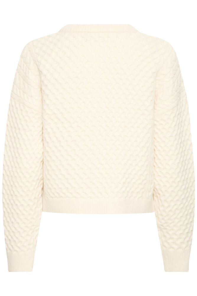 ICHI CABLE KNIT CARDIGAN - Cream Birch