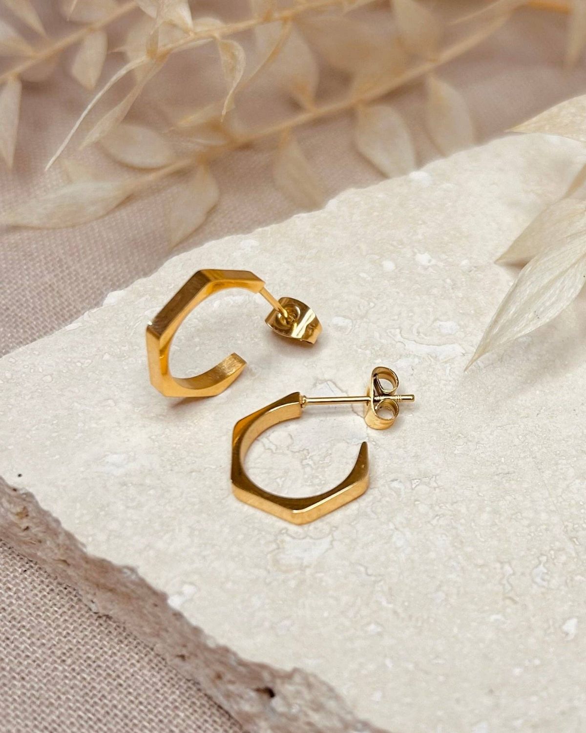 Everyday Gold Hexagon Hoop Earrings