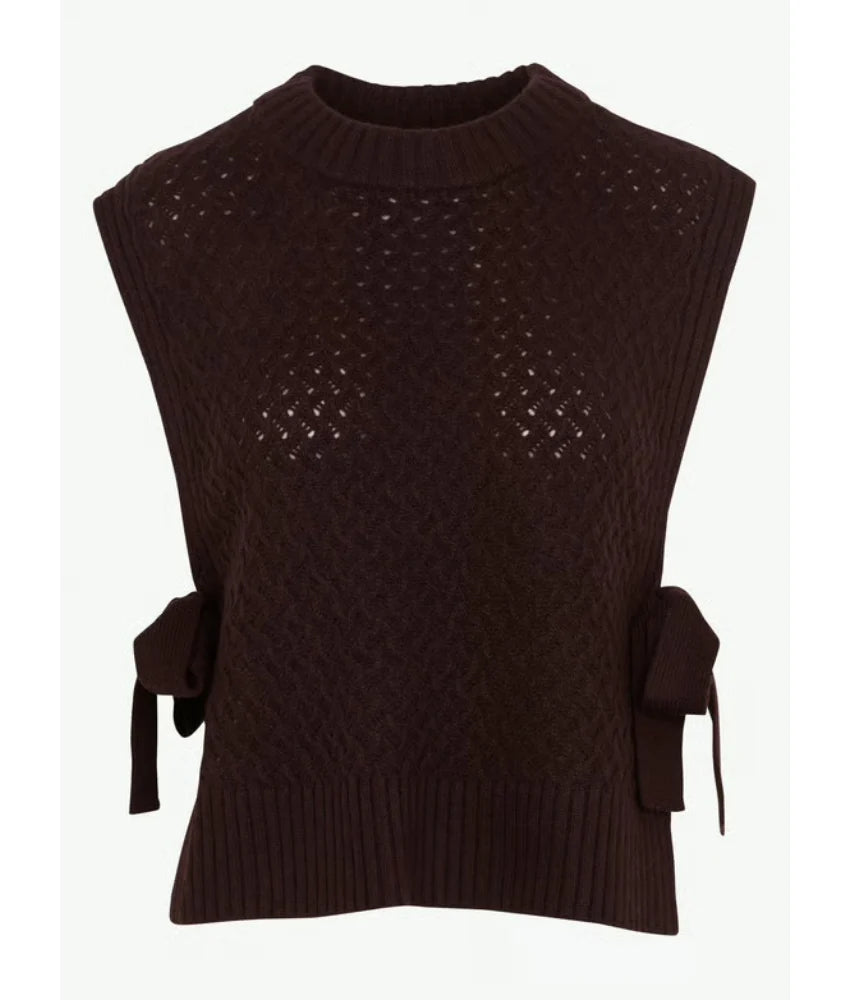 MIYOKO FINE MERINO SLEEVELESS KNIT - Chocolate