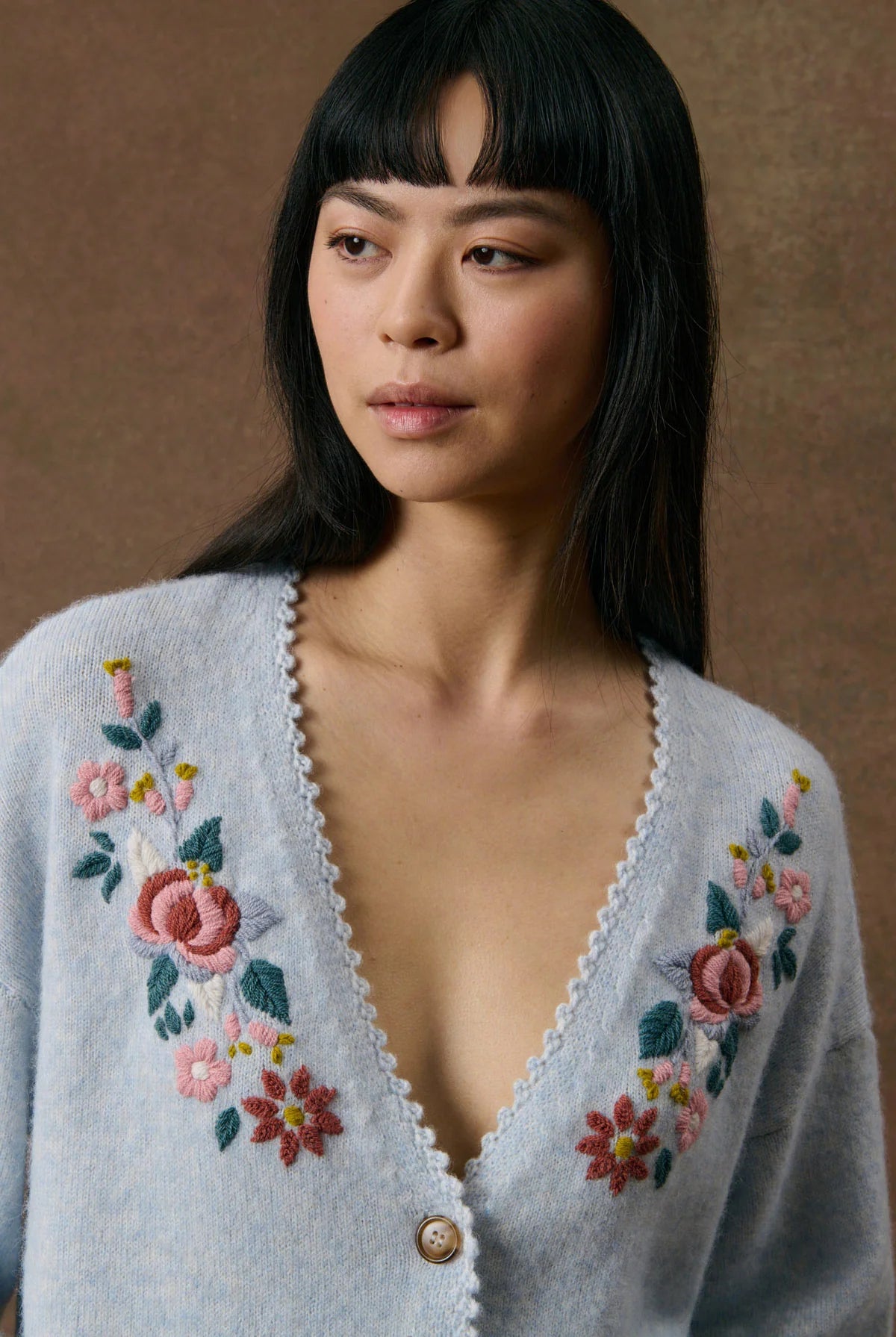 LOUISE MISHA LUNAMI CARDIGAN - Sky Blue Embroidered