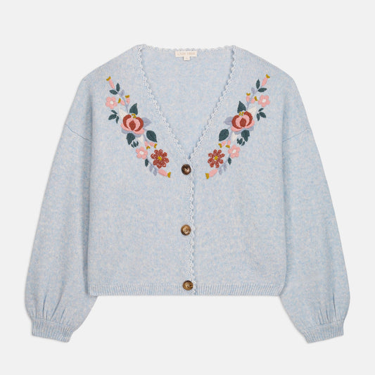 LOUISE MISHA LUNAMI CARDIGAN - Sky Blue Embroidered