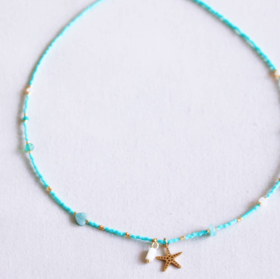 Starfish Beaded Necklace – Mint