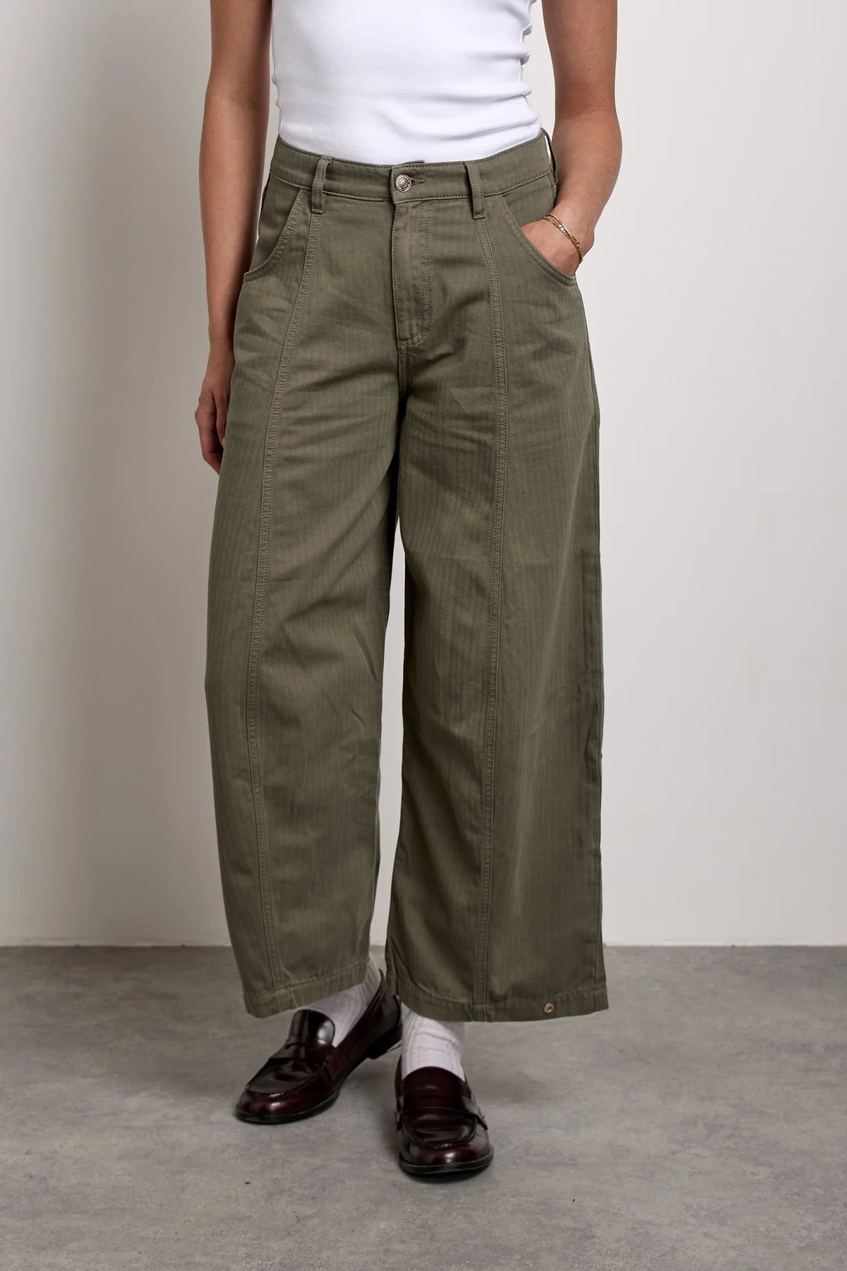AISHA JEANS - Khaki Green