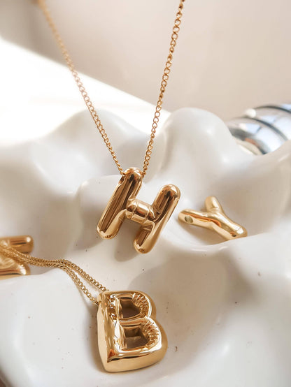 Hayes 18K Gold Non-Tarnish Balloon Alphabet Necklace