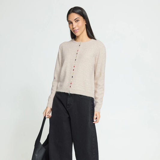 Multicoloured button cardigan - Birch Melange