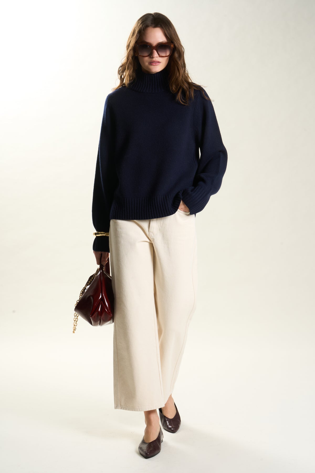 MEGANE MERINO WOOL TURTLENECK - Navy