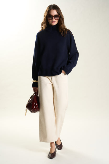 MEGANE MERINO WOOL TURTLENECK - Navy