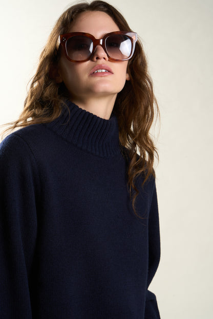 MEGANE MERINO WOOL TURTLENECK - Navy