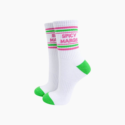 Spicy Margs Organic Cotton Sports Socks in White