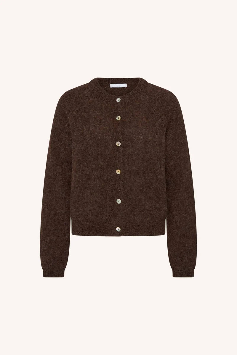 FALON ALPACA BLEND CARDIGAN - Deep Brown