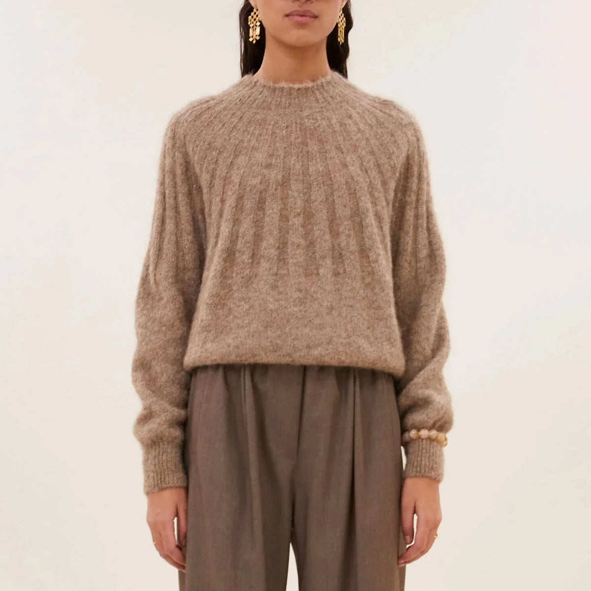 ZOE ALPACA BLEND JUMPER - Biscuit Melee