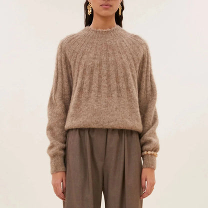 ZOE ALPACA BLEND JUMPER - Biscuit Melee
