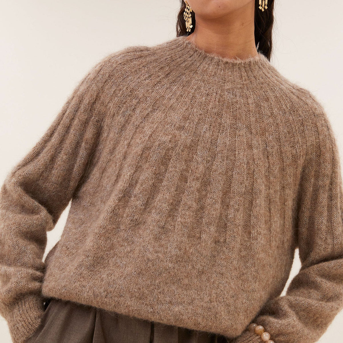 ZOE ALPACA BLEND JUMPER - Biscuit Melee