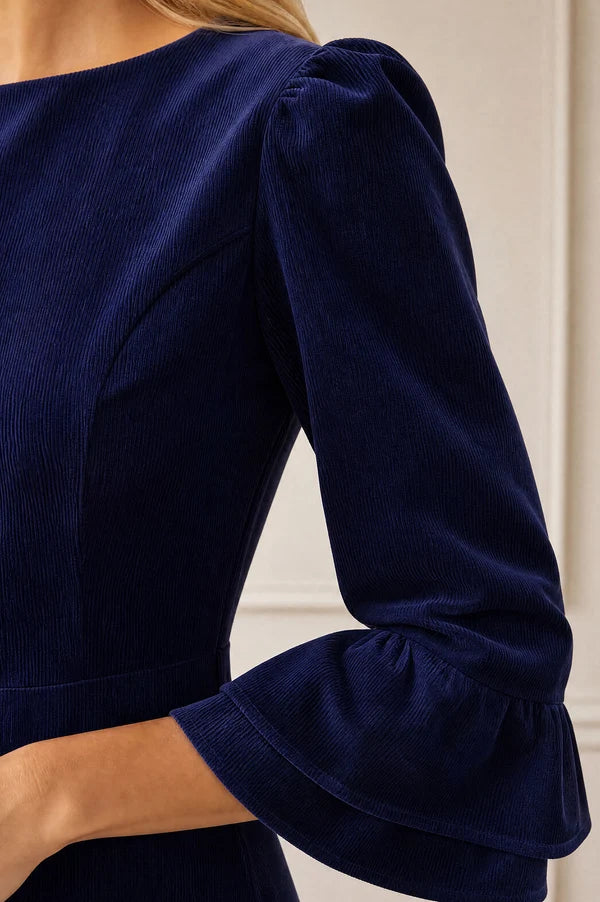 ASPIGA ELIZABETH STRETCH CORDUROY MIDI DRESS - Atlantic Blue