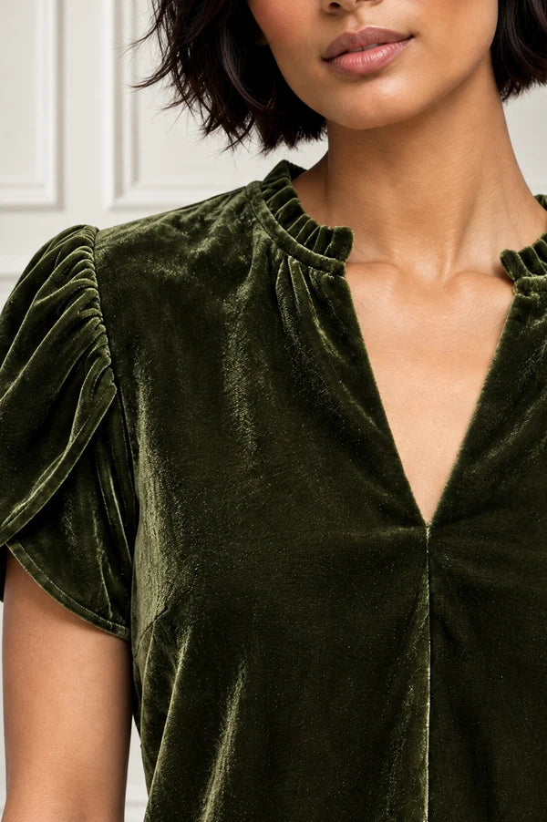 ASPIGA TULIP SLEEVE VELVET BLOUSE