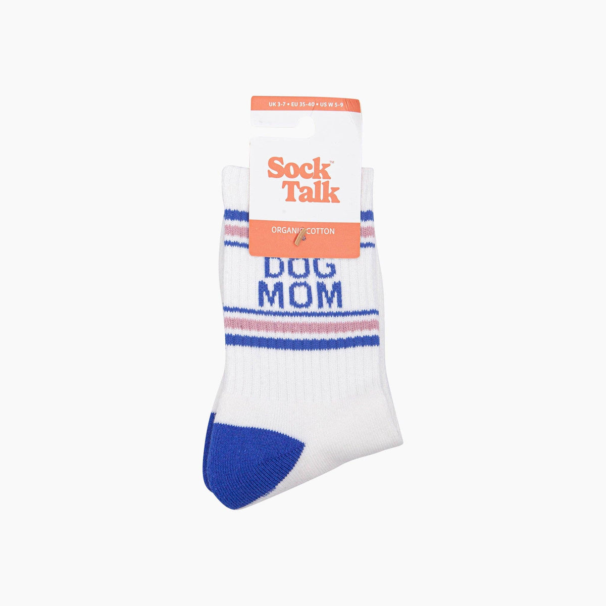 Dog Mom Organic Cotton Sports Socks in Cream/Royal Blue