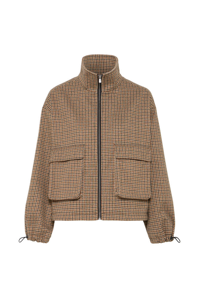 CHECK FUNNEL NECK JACKET