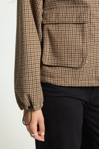 CHECK FUNNEL NECK JACKET