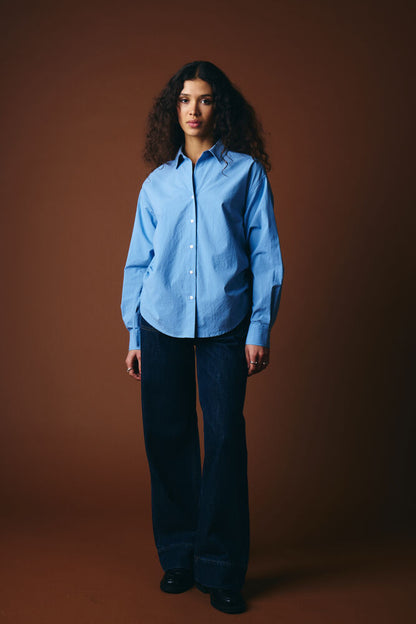 WIDE LEG JEANS WITH PATCH POCKETS - Authentic Denim Blue