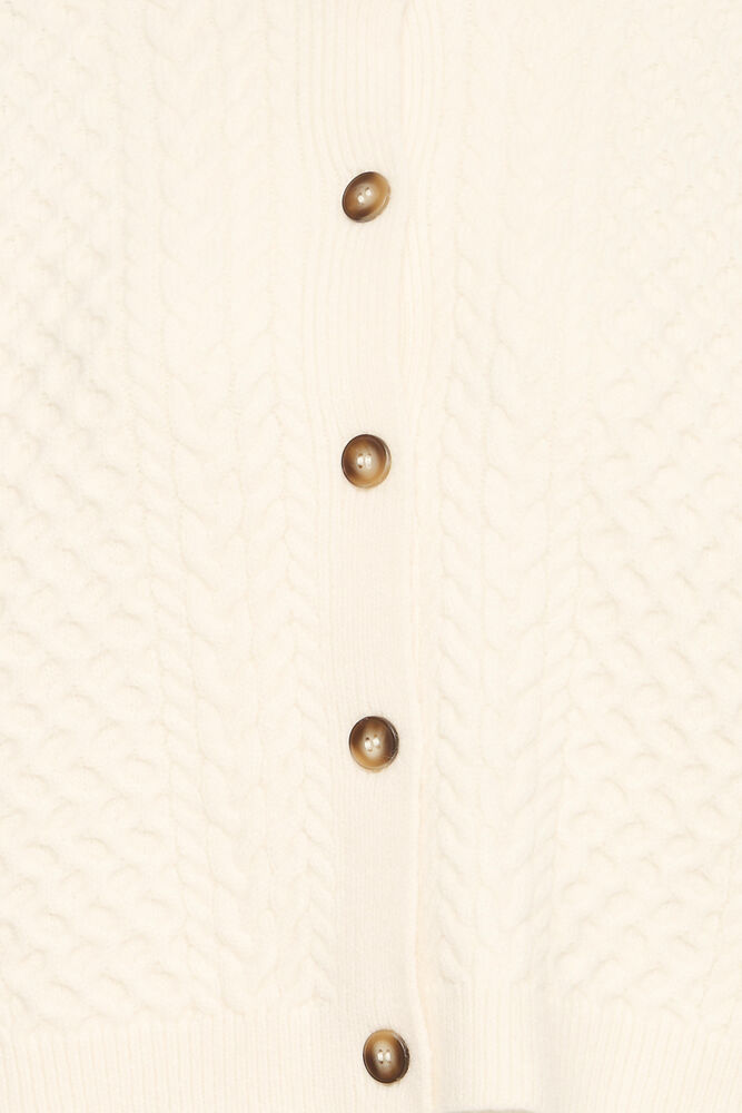 ICHI CABLE KNIT CARDIGAN - Cream Birch