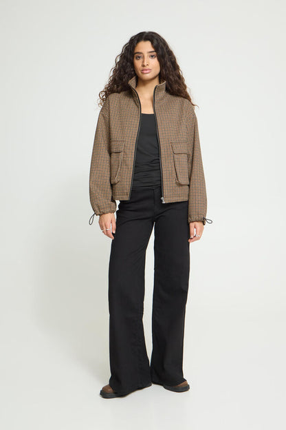 CHECK FUNNEL NECK JACKET