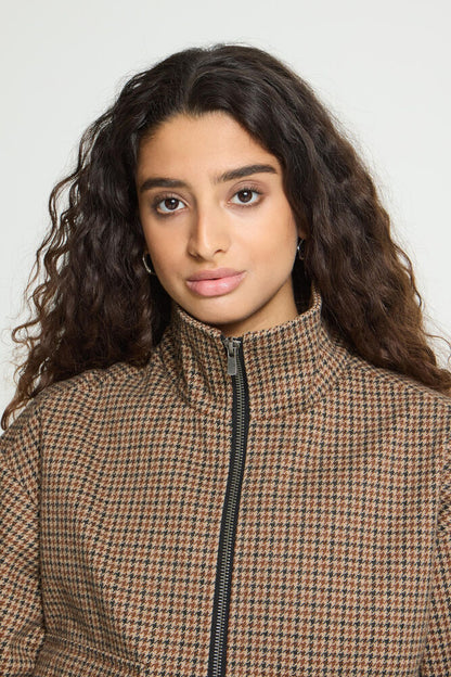 CHECK FUNNEL NECK JACKET