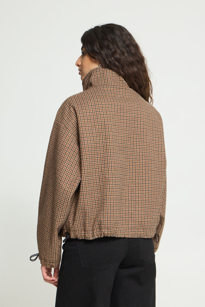 CHECK FUNNEL NECK JACKET