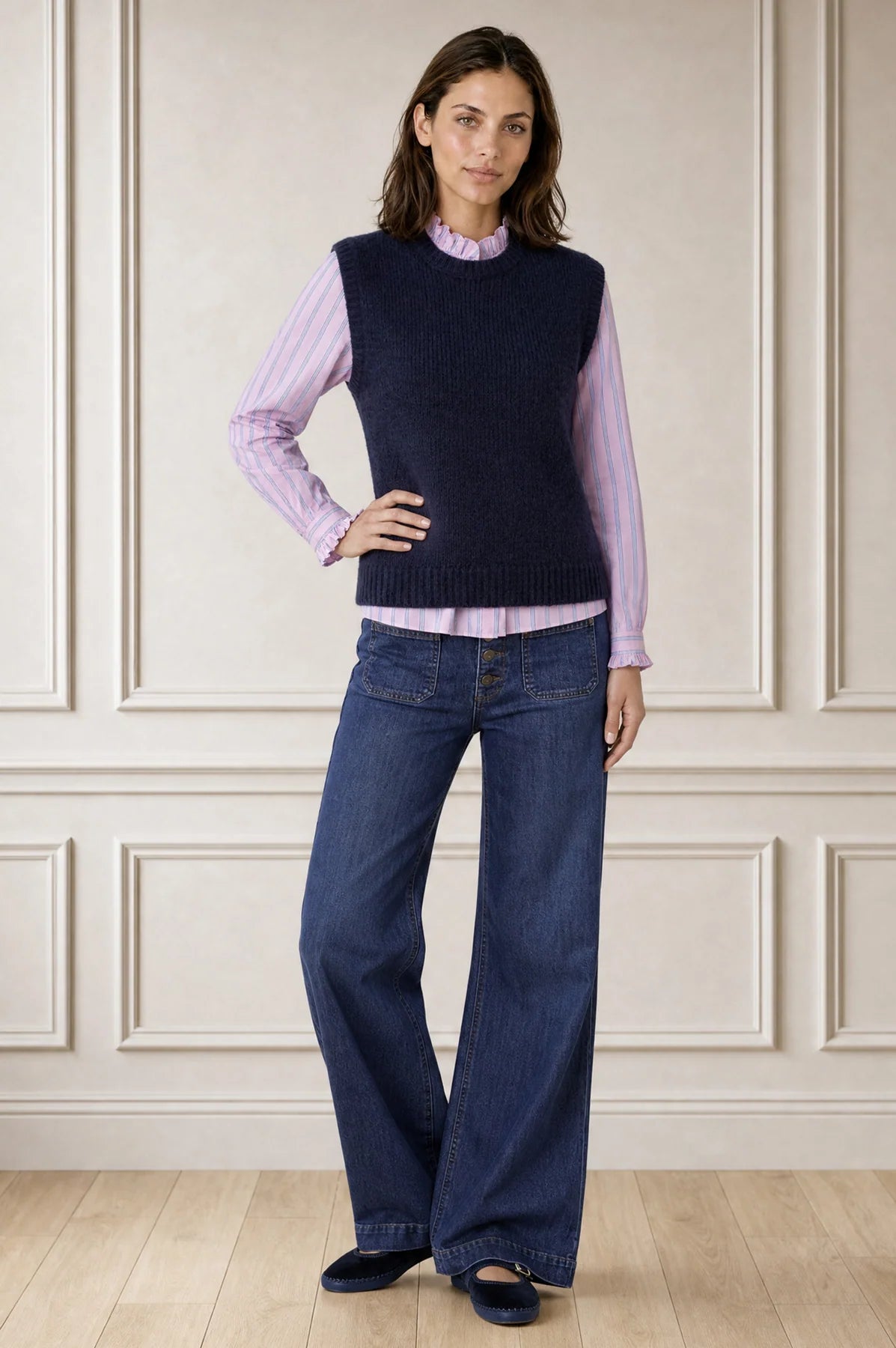 ASPIG ALPACA BLEND KNITTED TANK - Navy