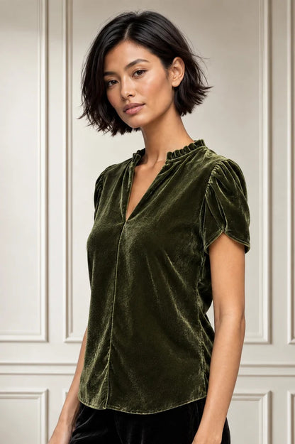 ASPIGA TULIP SLEEVE VELVET BLOUSE
