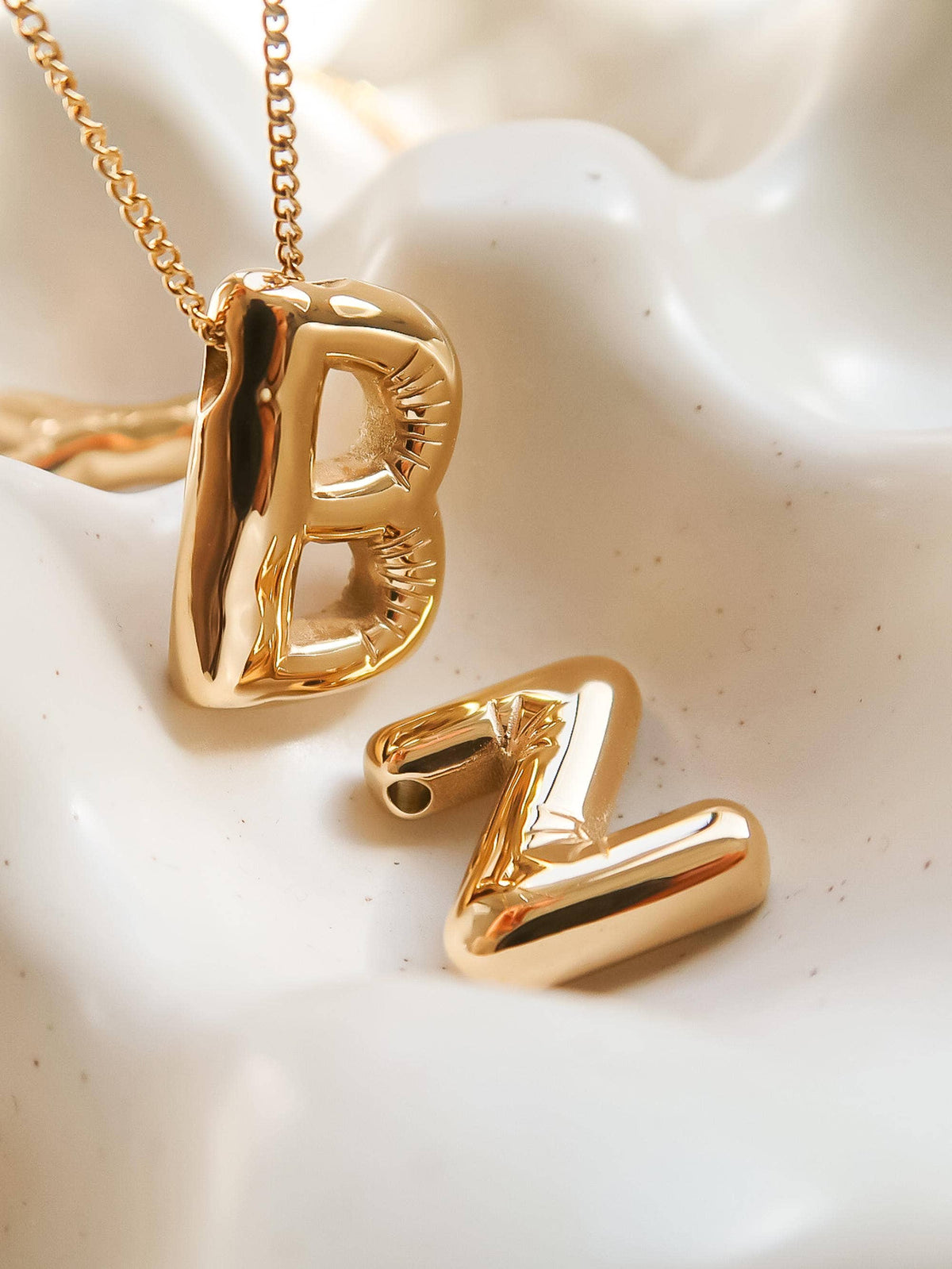 Hayes 18K Gold Non-Tarnish Balloon Alphabet Necklace