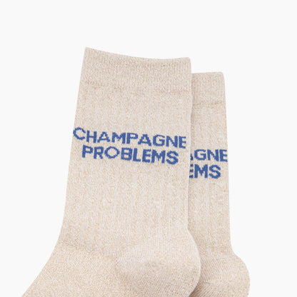 Champagne Problems Combed Cotton Glitter Socks in Cream