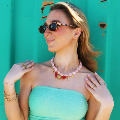 Oval beaded necklace with "Fishie's" charms