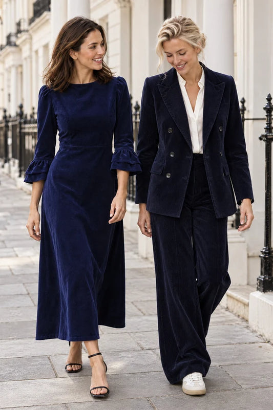 ASPIGA ELIZABETH STRETCH CORDUROY MIDI DRESS - Atlantic Blue