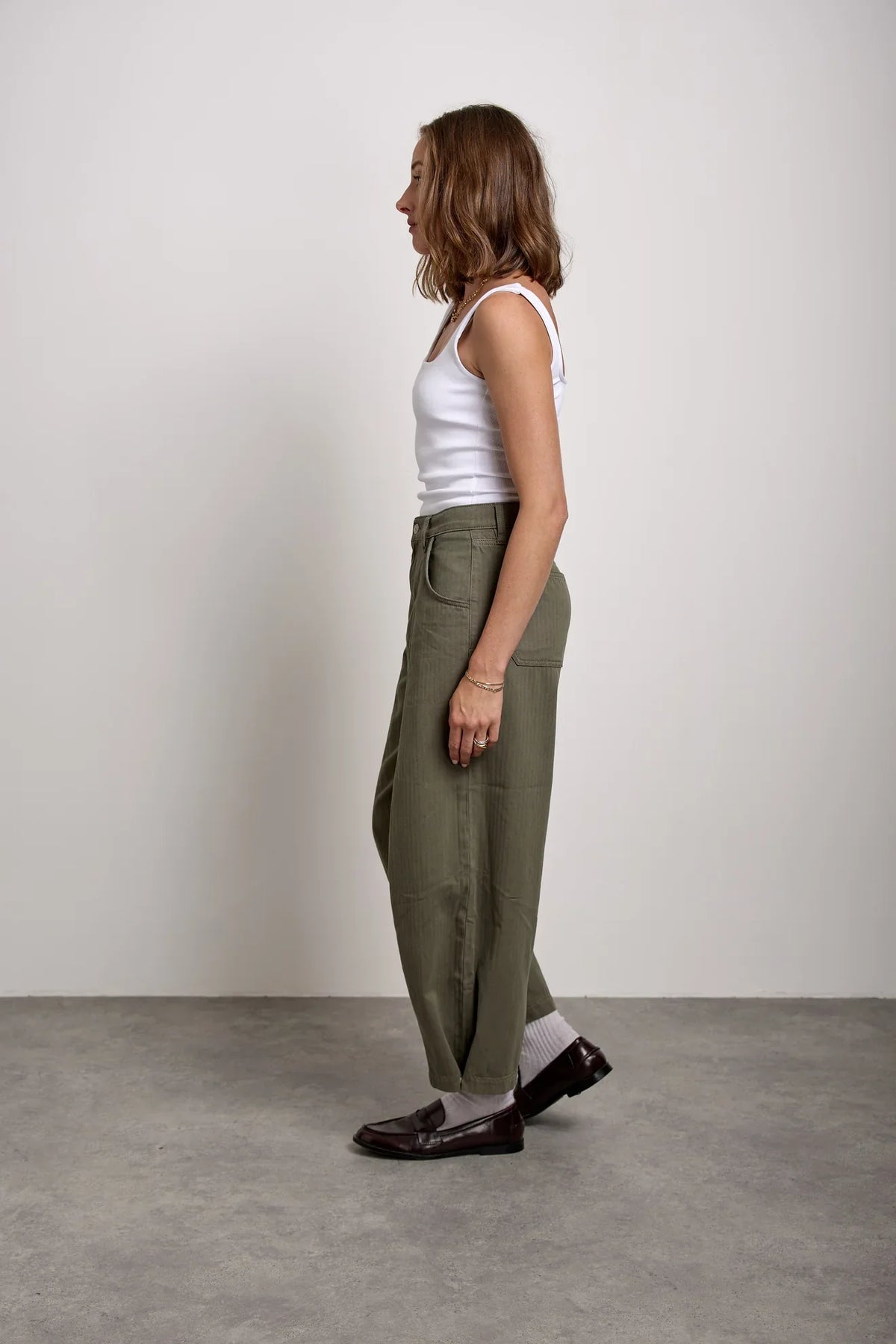 AISHA JEANS - Khaki Green