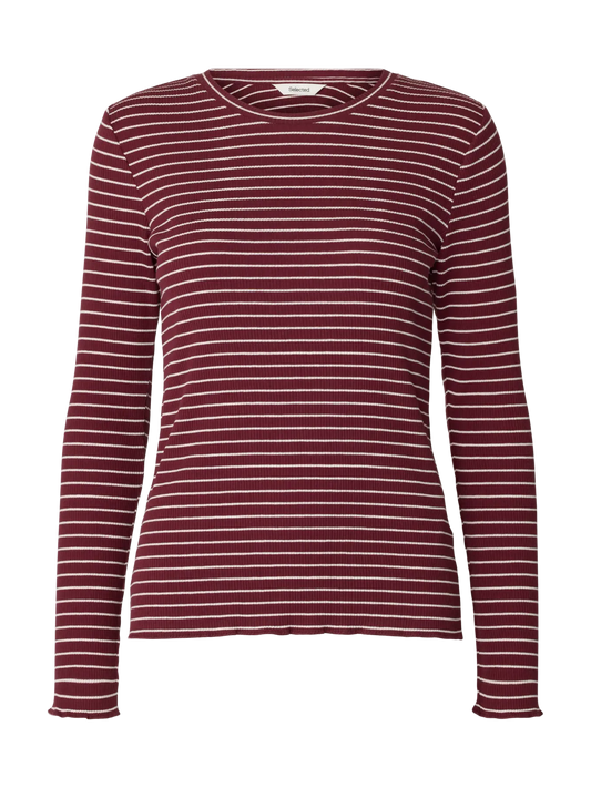 CREW NECK TEE - Tawny Port Stripe