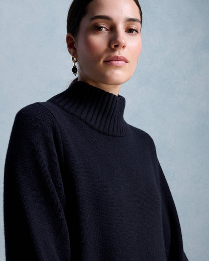 MEGANE MERINO WOOL TURTLENECK - Navy