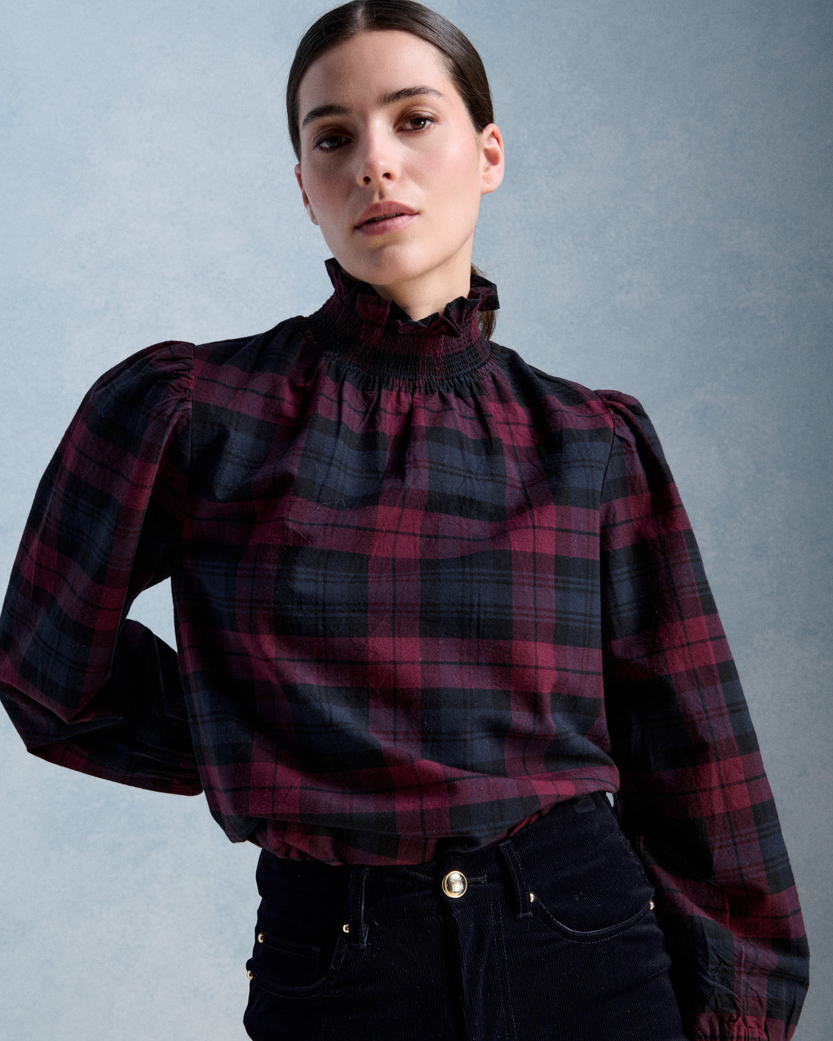 ERNESTINE SHIRT - BURGUNDY & NAVY