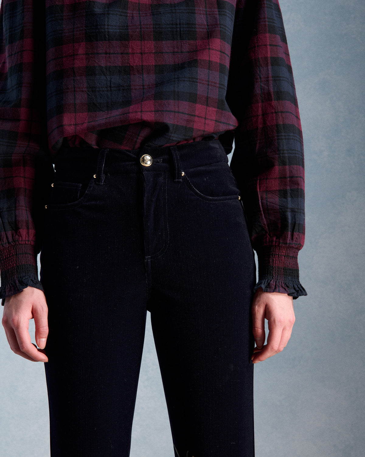 ERNESTINE SHIRT - BURGUNDY & NAVY