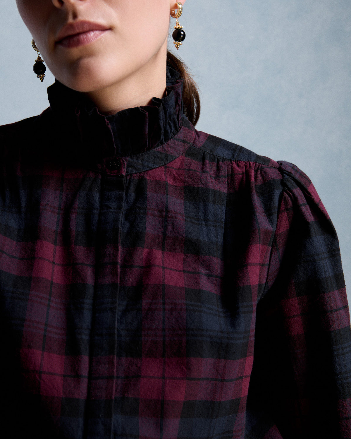 ERNESTINE SHIRT - BURGUNDY & NAVY