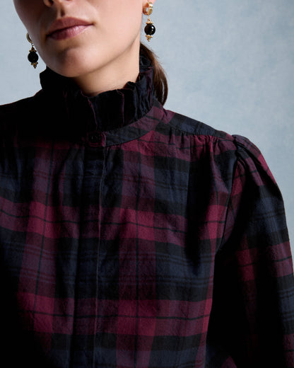 ERNESTINE SHIRT - BURGUNDY & NAVY