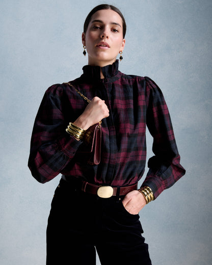 ERNESTINE SHIRT - BURGUNDY & NAVY