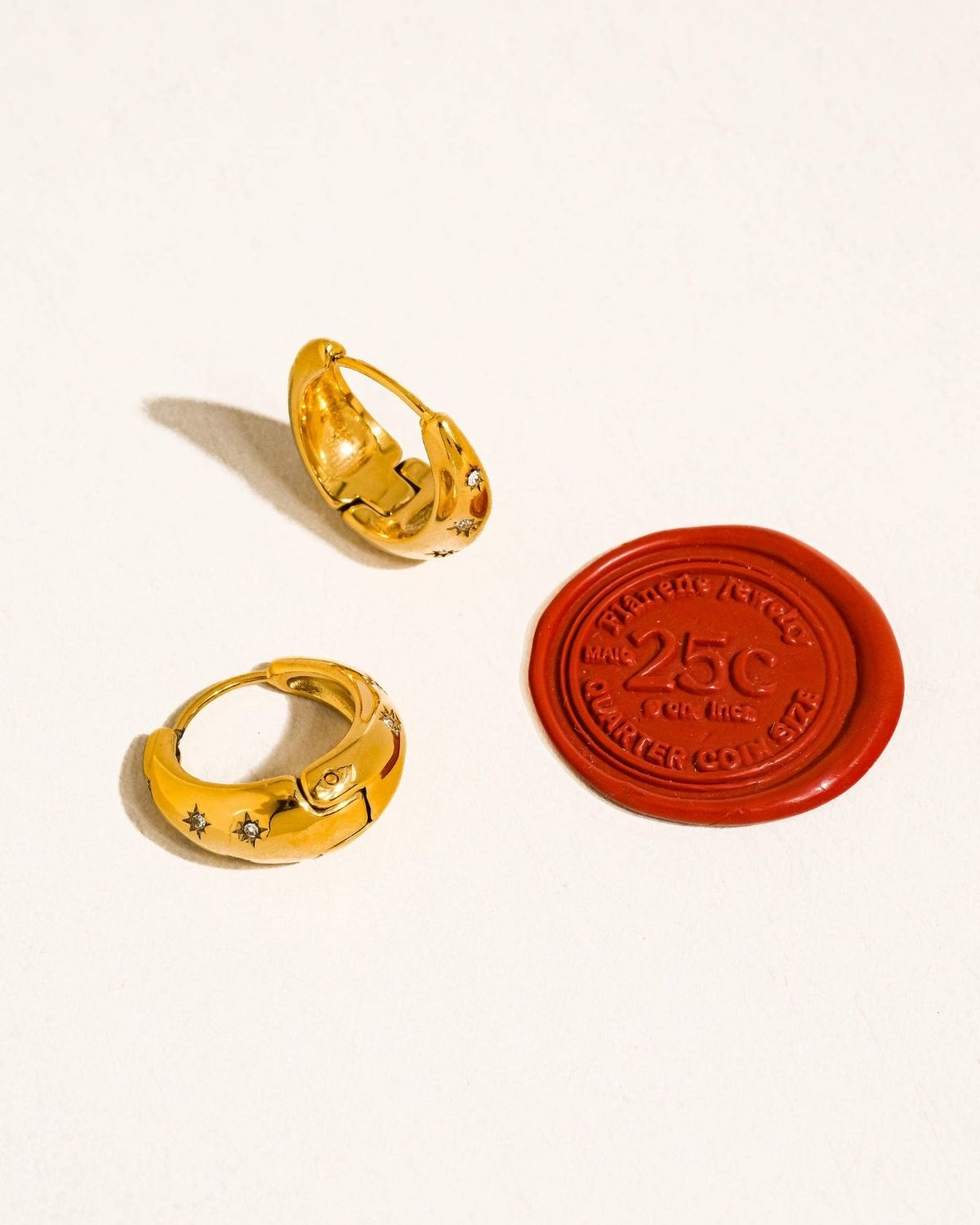 Solira 18K Gold Non-Tarnish Star Hoop Earring