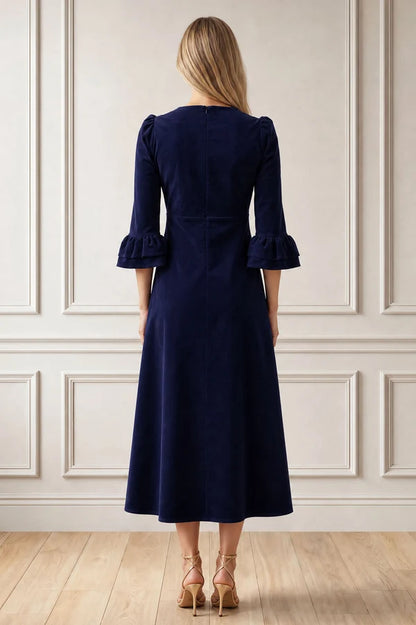 ASPIGA ELIZABETH STRETCH CORDUROY MIDI DRESS - Atlantic Blue