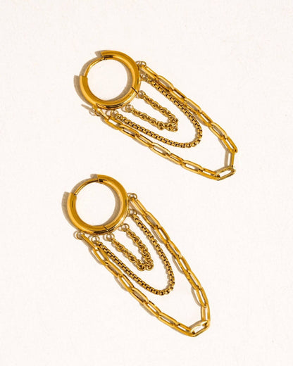 Vianne 18K Gold Non-Tarnish Multi Chain Drop Earrings