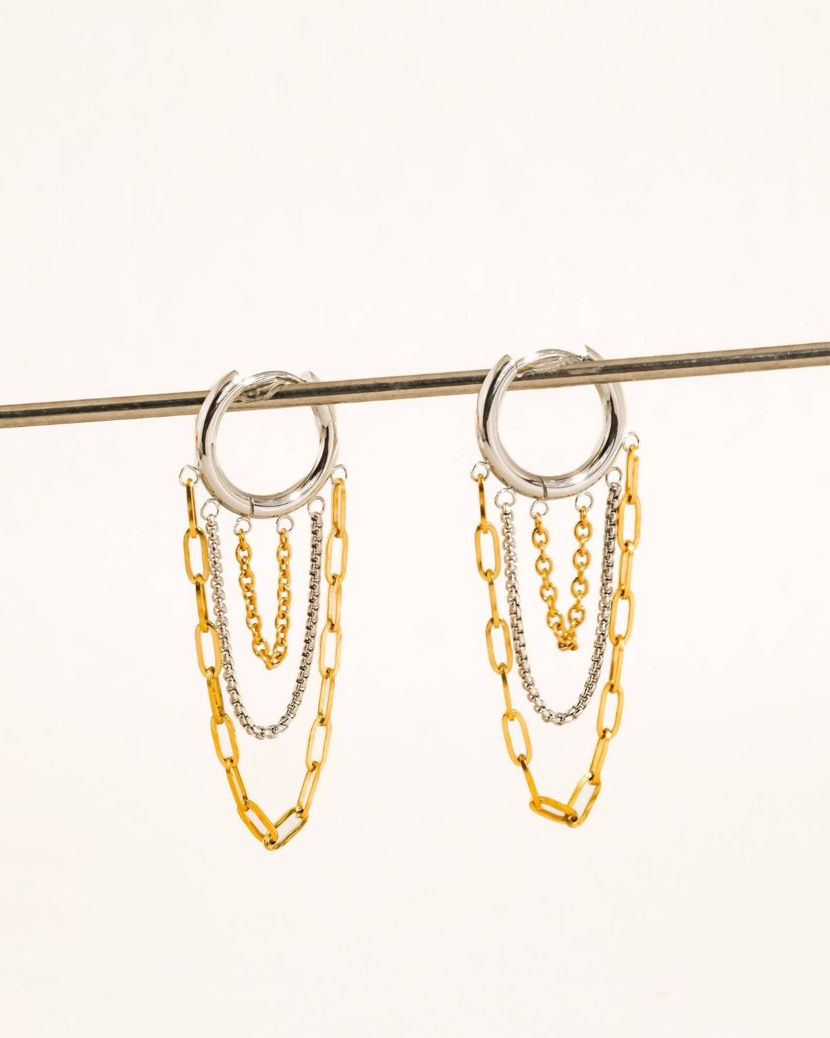 Vianne 18K Gold Non-Tarnish Multi Chain Drop Earrings
