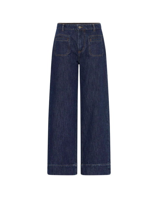 WIDE LEG JEANS WITH PATCH POCKETS - Authentic Denim Blue