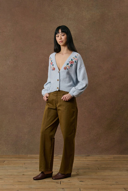 LOUISE MISHA LUNAMI CARDIGAN - Sky Blue Embroidered