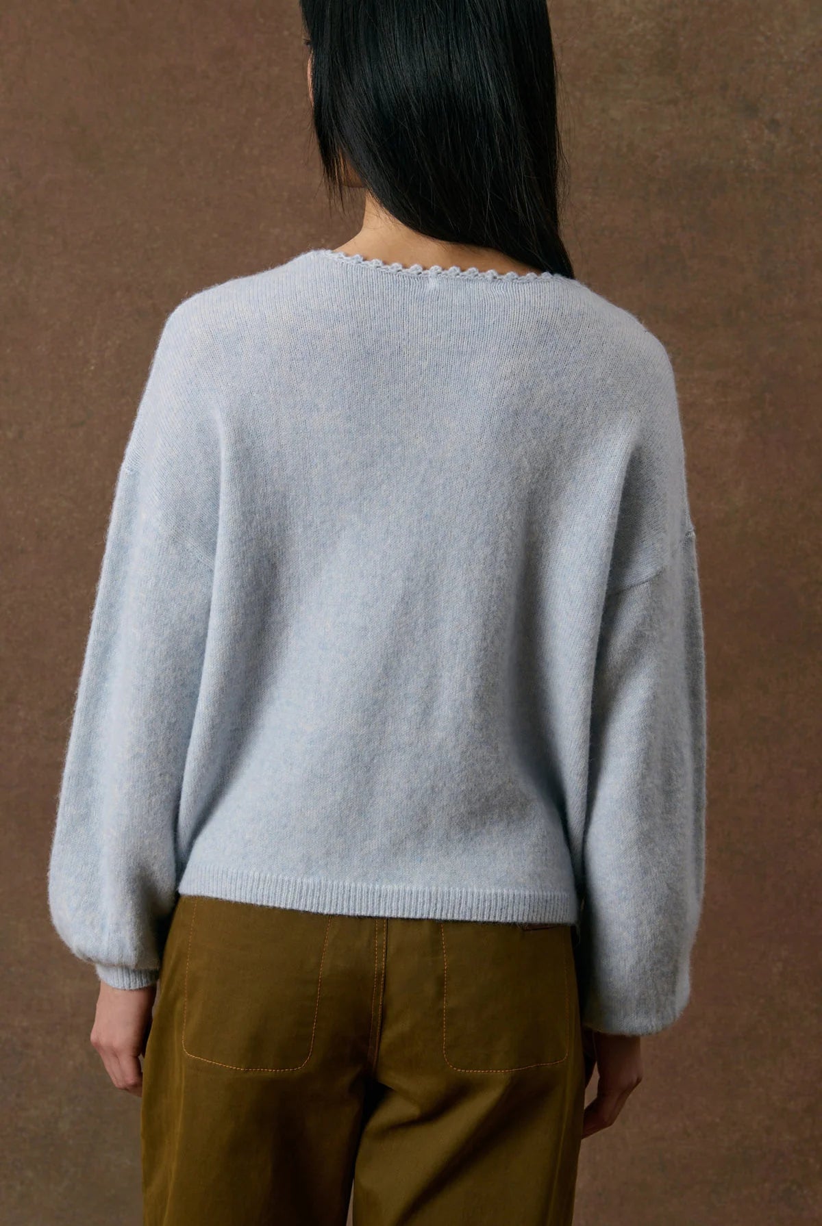 LOUISE MISHA LUNAMI CARDIGAN - Sky Blue Embroidered
