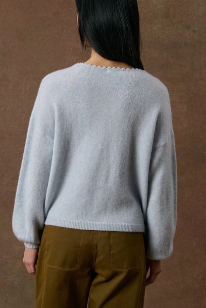 LOUISE MISHA LUNAMI CARDIGAN - Sky Blue Embroidered
